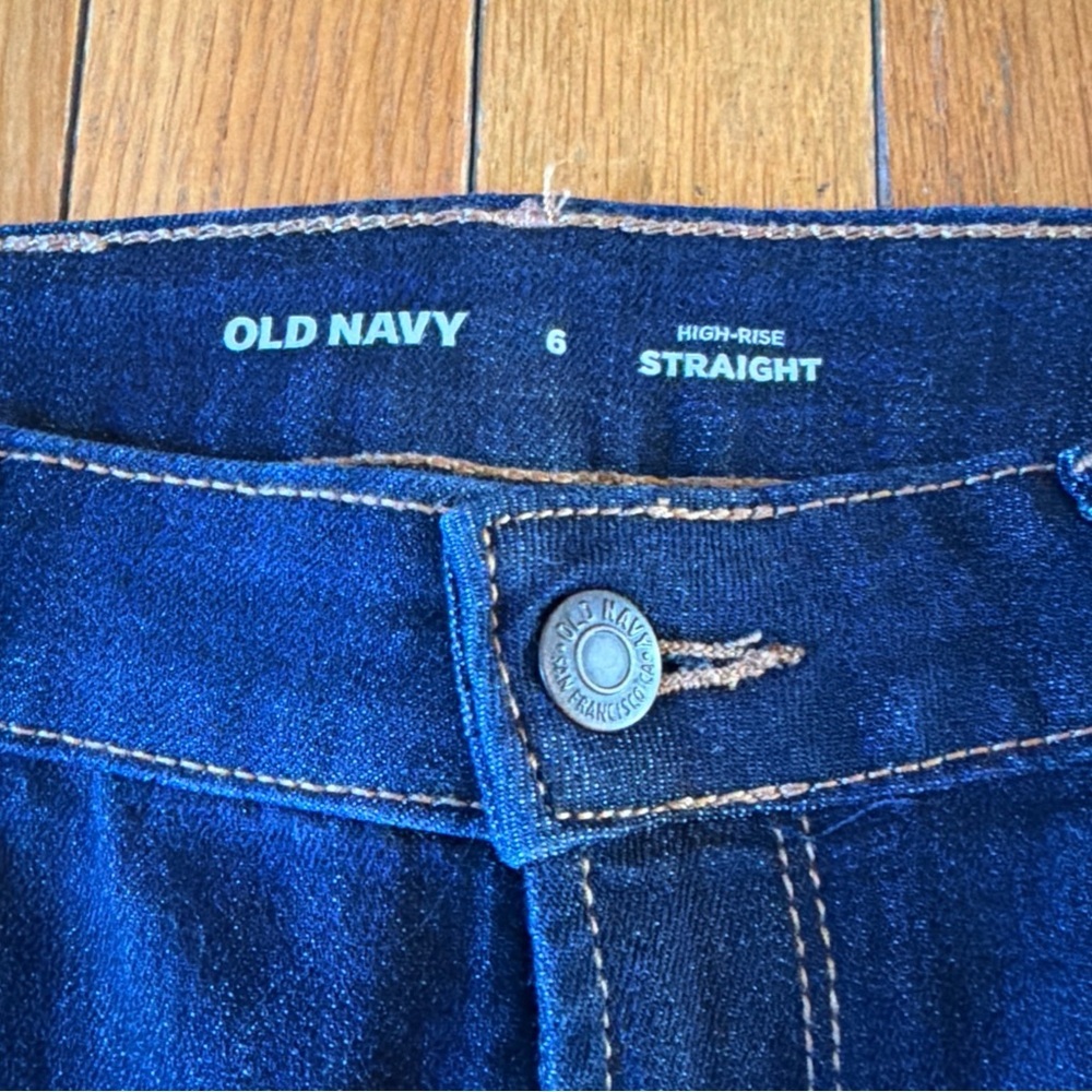 2 Pairs Old Navy OG High Rise Straight Blue Stretch Denim Jeans Women’s Sz 6 - Picture 3 of 9